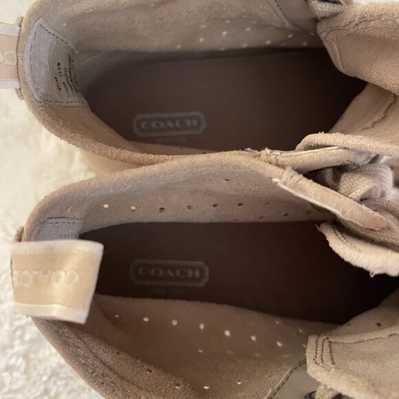 Coach Pita Suede Beige High Top Sneakers Size: 7.5 - Picture 10 of 14